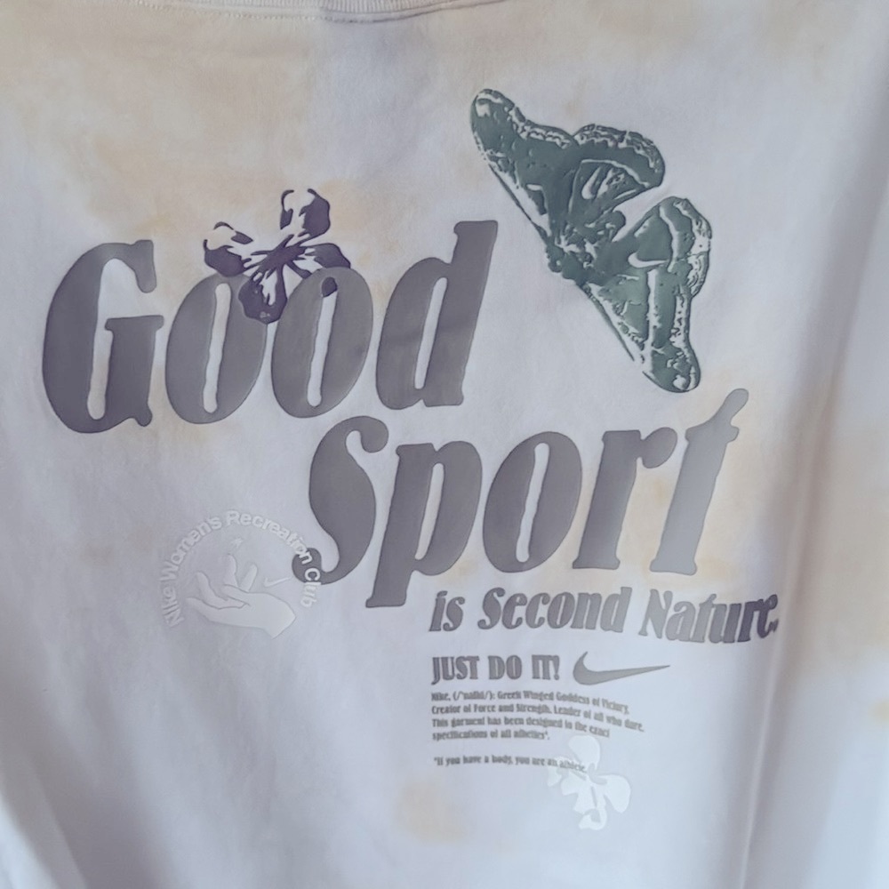 Nike Women’s Recreation Club “Good Sport” Tie Dye Cropped Crewneck Sweatshirt M - Picture 9 of 11